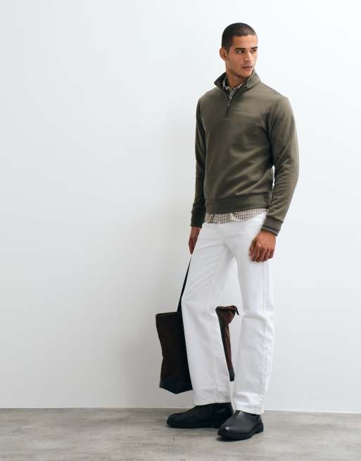 Mango quarter zip sweatshirt in khaki, 5 of 5