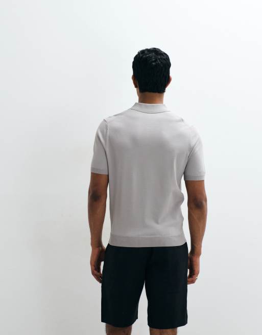 Mango quarter zip t-shirt in stone, 5 of 5