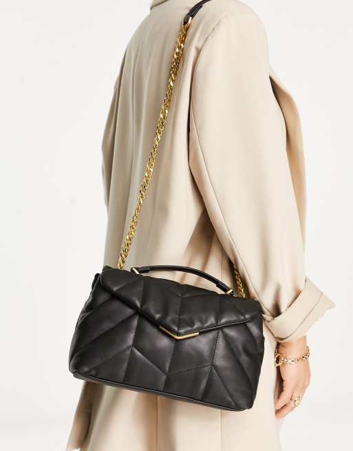 Mango quilted chain shoulder bag in black ASOS