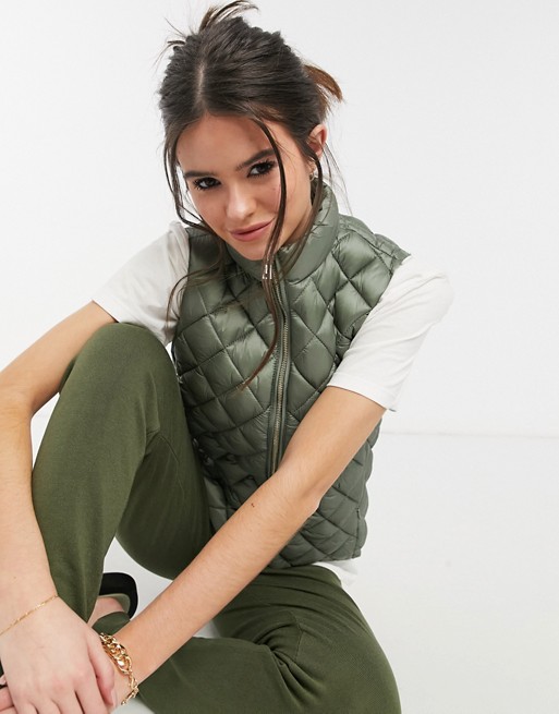 Mango quilted gilet in khaki