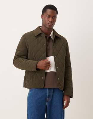 Mango Quilted Jacket In Green