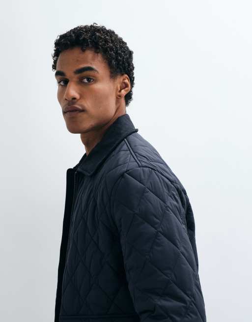 Mango quilted jacket in navy, 5 of 5