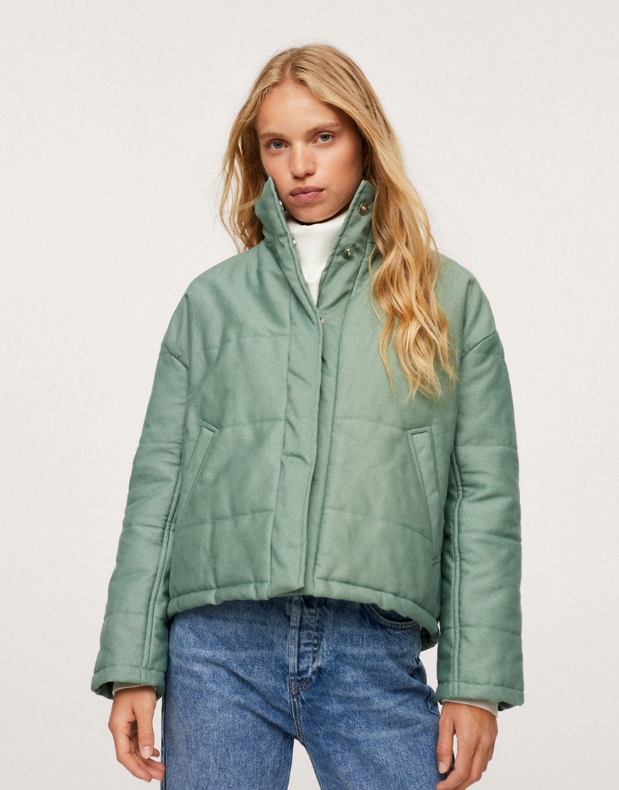 Mango quilted zip up bomber jacket in green on ASOS (USA) | AccuWeather ...