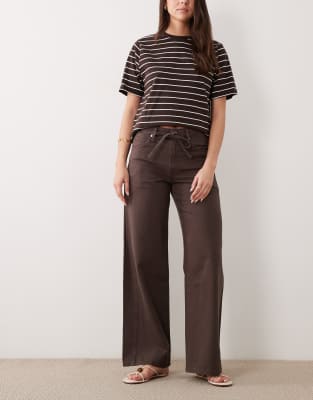 Mango Rachel Drawstring Straight Leg Jeans In Brown