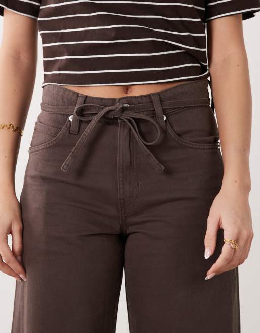 Mango - Rachel - Jeans dritti marroni con coulisse, 5 di 5