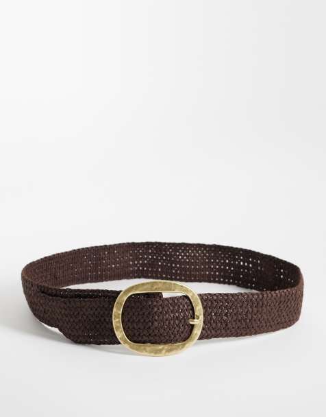 Mango raffia belt in brown - view 1