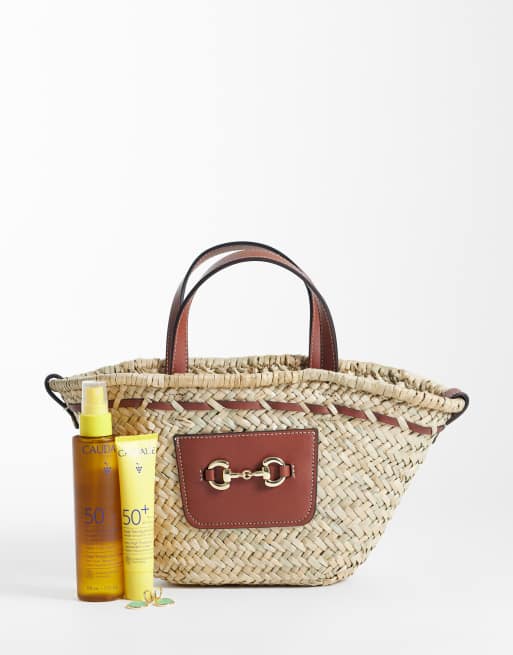 Mango raffia bucket crossbody bag in beige, 2 of 4
