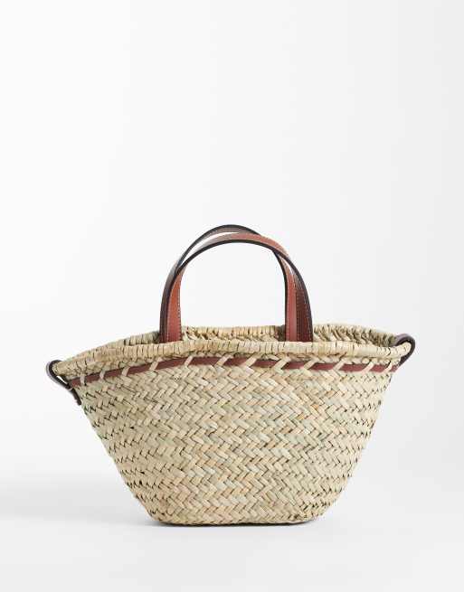 Mango raffia bucket crossbody bag in beige, 4 of 4