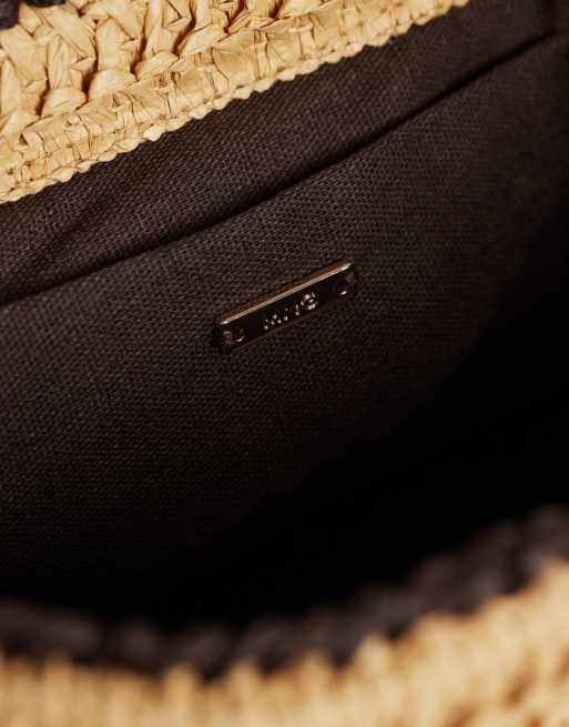 Mango raffia clutch in beige, 3 van 4