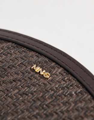 Mango Raffia Effect Wallet In Brown