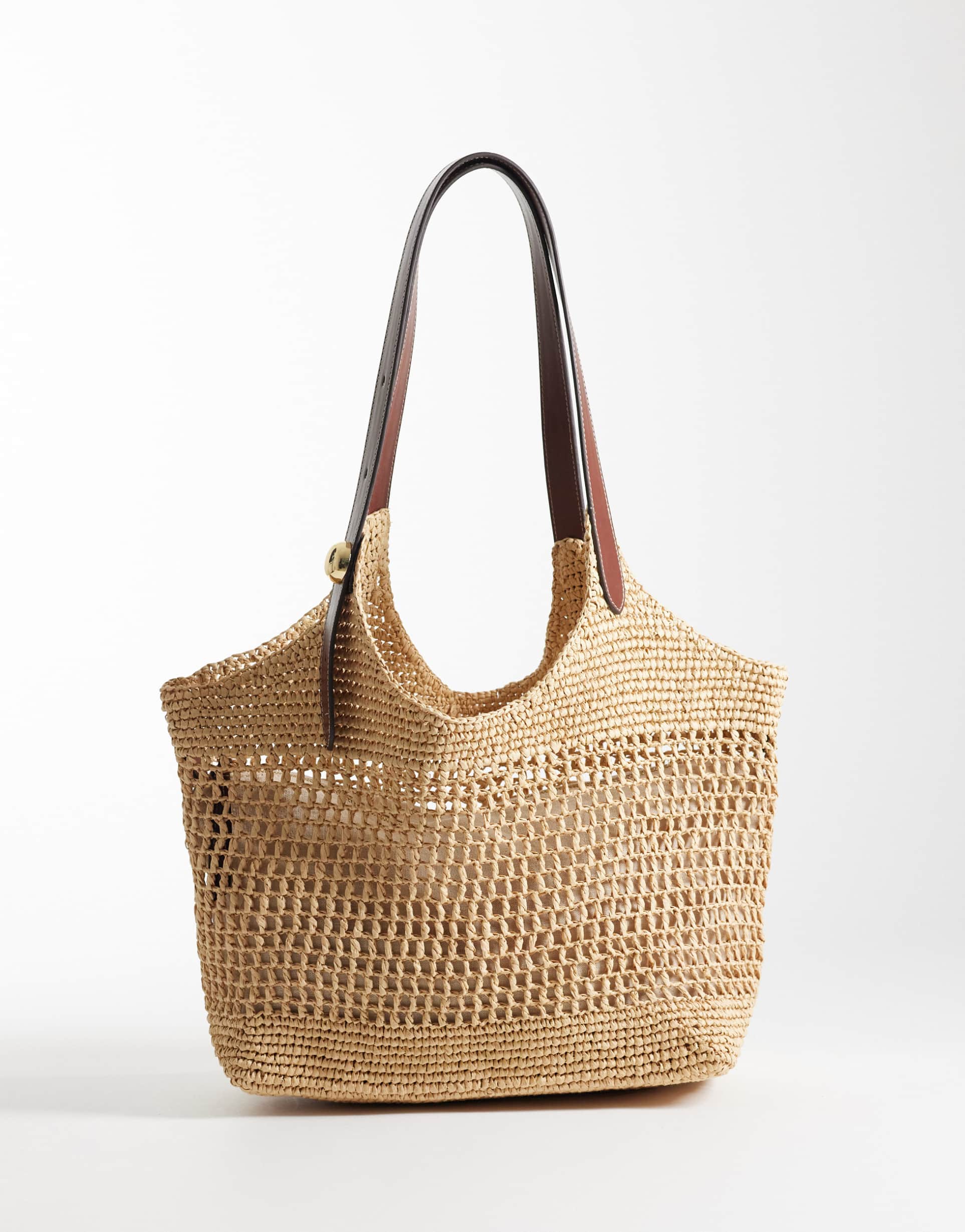 mango raffia hand bag with inner lining in beige