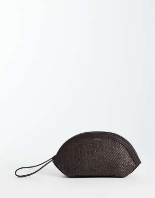 Mango Raffia Look Oval Clutch Bag In Brown