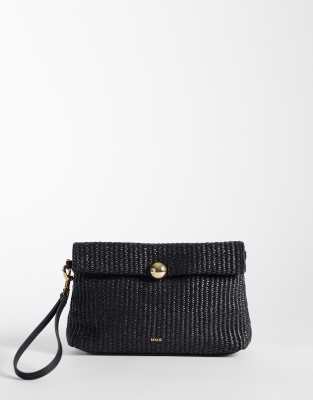 Mango Raffia Look Slouchy Clutch Bag In Purple