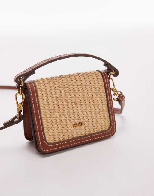 Mango rafia woven micro bag in tan | ASOS