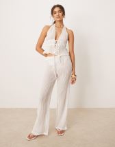 ASOS DESIGN slinky plunge halter top with ruched mesh in black