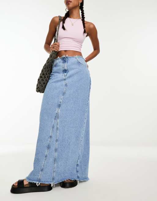 Denim maxi shop skirt mango