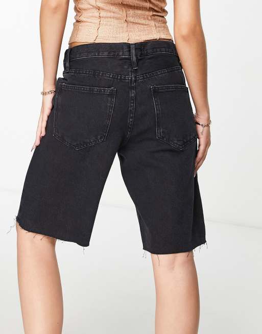 Long black denim sales shorts womens