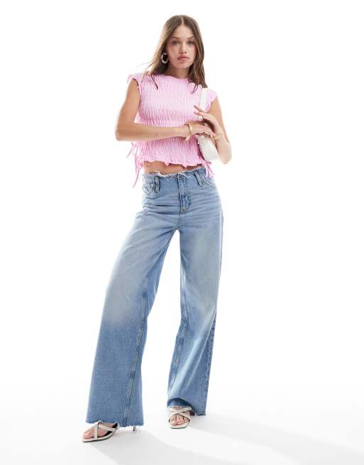 Mango raw waistband jeans in light blue - part of a set