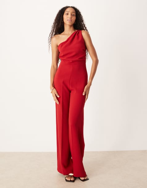 Mango - Rød jumpsuit med oneshoulder-snit - view 1