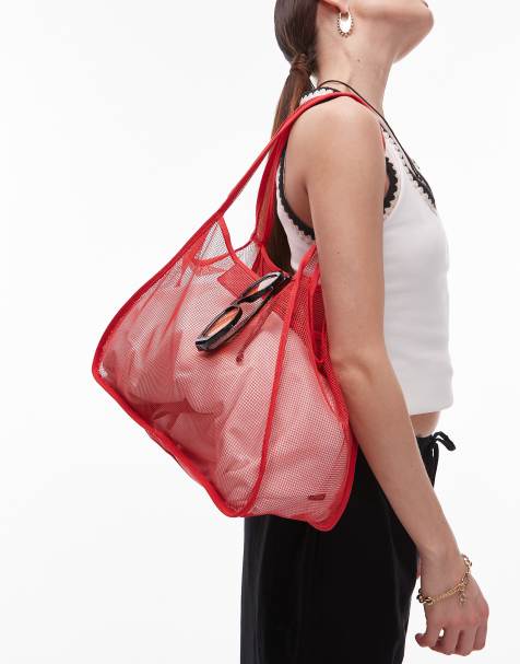 Mango - Rød og stor totebag i mesh - view 1