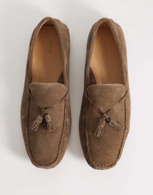 Mango real suede driver shoes in tan, 2 of 4