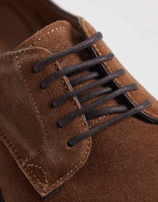 Mango real suede lace up brogues in brown, 2 of 4