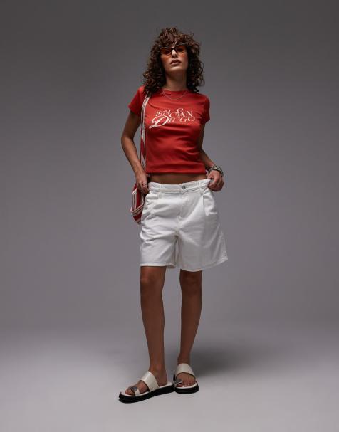 Mango - Rechte denim short met lange pasvorm in wit - view 1