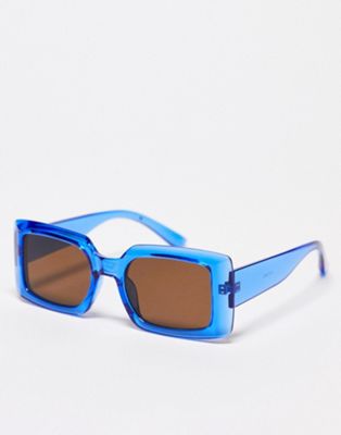 Mango rectangle blue frame sunglasses