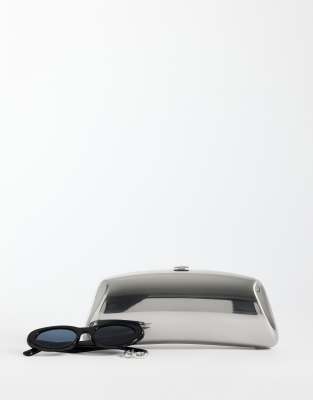 Mango Rectangle Clutch Bag In Blue