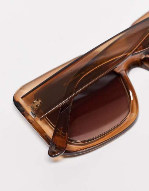Mango rectangle frame sunglasses in light brown | ASOS display picture 1