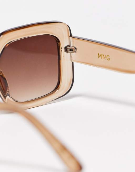 Mango rectangle frame sunglasses in light brown | ASOS display picture 2