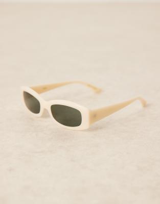 Mango Rectangular Frame Sunglasses In White