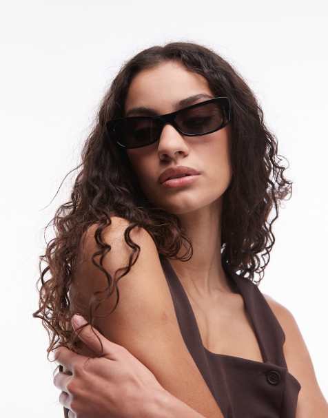 Mango rectangular sunglasses in black - view 1