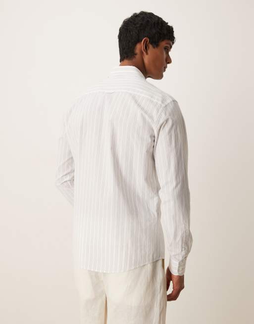 Mango – Regular Fit Baumwollhemd in Weiß mit blauen Streifen, 3 von 4