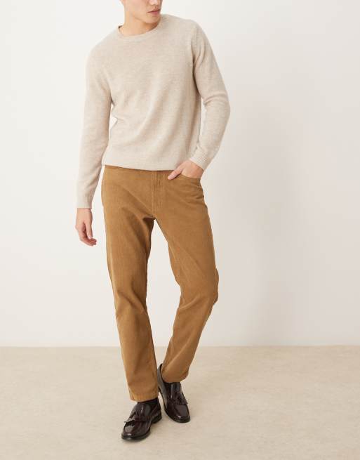 Mango regular fit cord pants in mid brown 