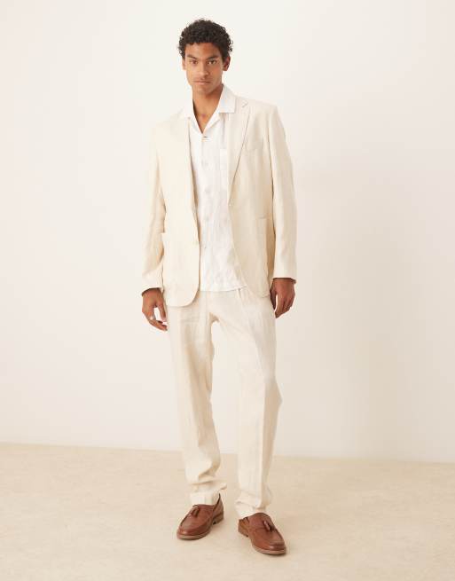 Mango regular fit linen blazer in ecru - part of a set
