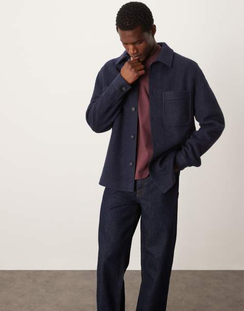 Mango regular fit shacket in navy - view 1