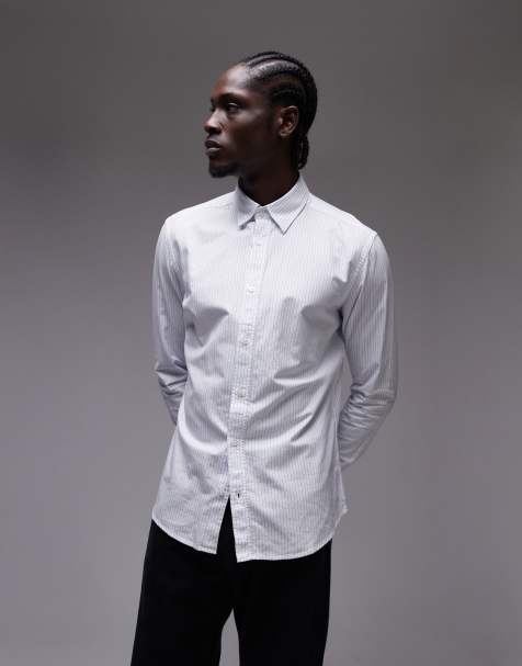Mango regular fit striped shirt in white - view 1