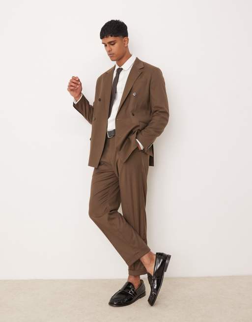 Mango regular fit suit set in brown