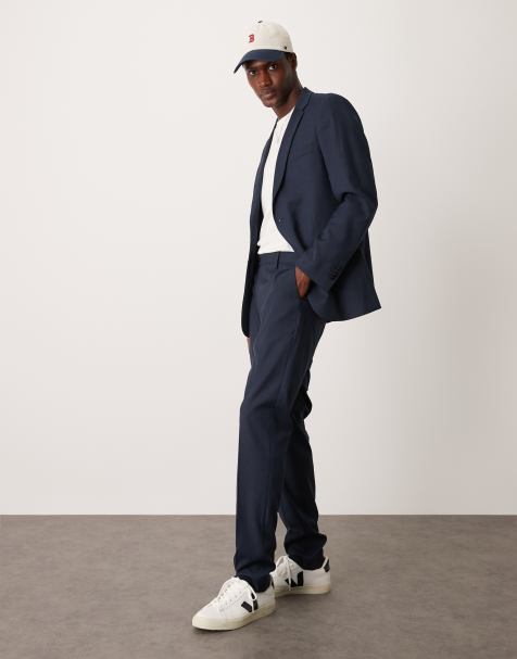 Mango regular fit trousers in navy - view 1