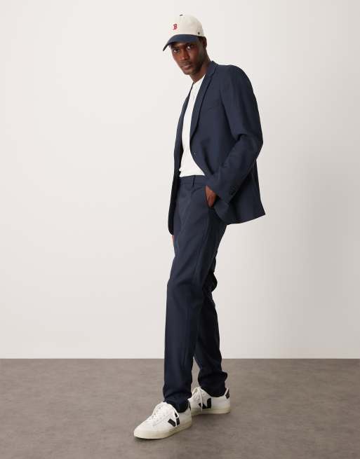 Mango regular fit trousers in navy