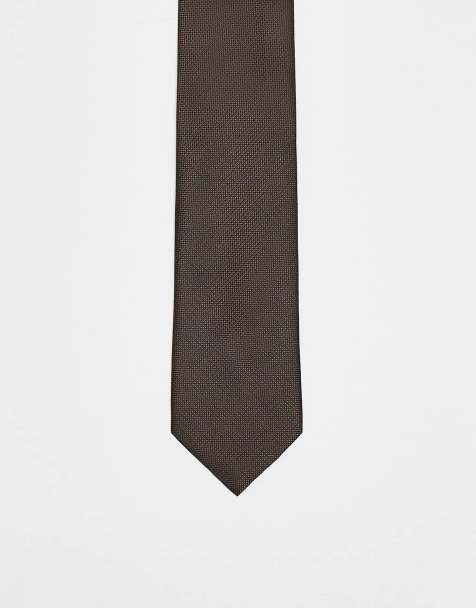 Mango regular necktie in brown - view 1