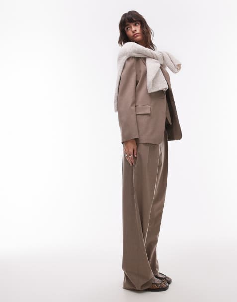 Mango relaxed blazer co-ord in brown - view 1