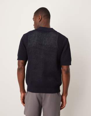 Mango Relaxed Cotton Crochet Short Sleeve Shirt