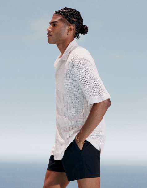 Mango relaxed crochet shirt in ecru - view 1