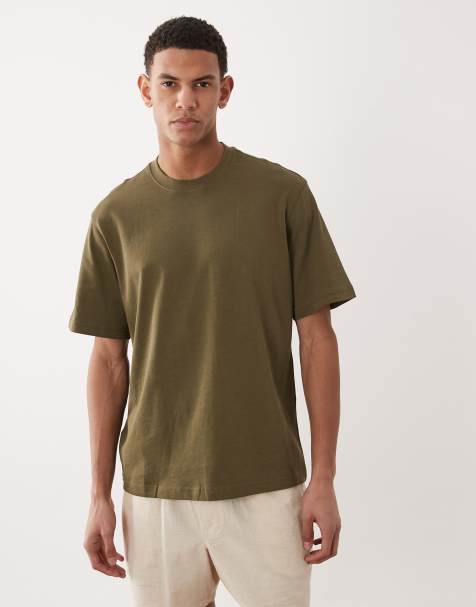 Mango relaxed fit 100% cotton t-shirt in dark green - view 1