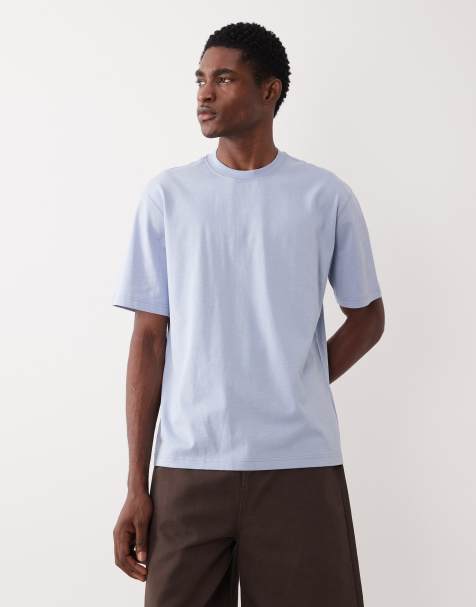 Mango relaxed fit 100% cotton t-shirt in pale blue - view 1