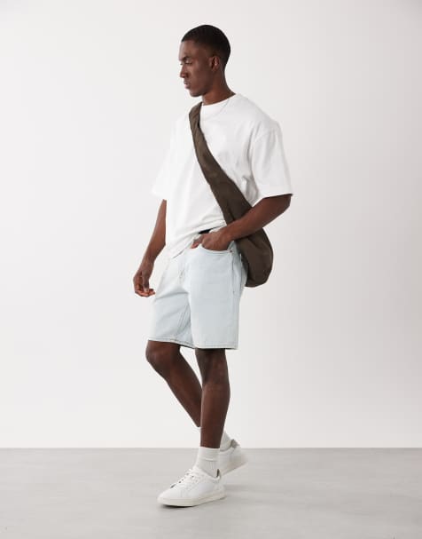 Mango relaxed fit denim shorts in light blue - view 1