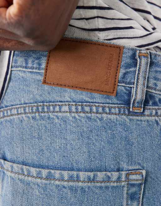 Mango relaxed fit denim shorts in light wash blue, 4 of 5