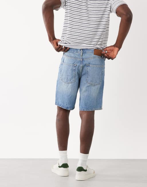 Mango relaxed fit denim shorts in light wash blue, 5 of 5